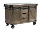 ACME Alforvott Kitchen Island, Marble & Weathered Gray Finish AC00185