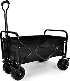 YSSOA Heavy Duty Folding Portable Cart Wagon with 7\'\' Widened All-Terrain Wheels Prevent to Sinking in The Sand