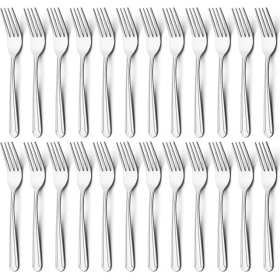 Bestdin 24 Pieces Forks Set, 8.2" Stainless Steel Dinner Forks Silverware, Pattern Design Mirror Polished Table Forks, Dishwasher Safe