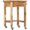 Kitchen Trolley 22.8"x22.8"x35" Solid Wood Acacia