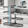 8 Tier Pots and Pans Lid Organizer Rack Holder, Adjustable Pot Organizer Rack for Under Cabinet, Pot Rack for Kitchen Organization and Storage, Black