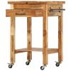 Kitchen Trolley 22.8"x22.8"x35" Solid Wood Acacia