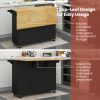 Rolling Kitchen Island Cart with Drop-Leaf Countertop ad Towel Bar