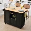 Rolling Kitchen Island Cart with Drop-Leaf Countertop ad Towel Bar