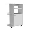 Clip Kitchen Cart; Single Door Cabinet; Four Casters -White