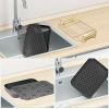 Kitchen Drain Tray; Bowl Cup Dish Drying Rack ; Tea Plate Drainboard Kitchen Sink Tray; Bathroom Draining Board Bowl Cup Dish Drying Rack Black