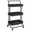 3-Tier Kitchen Trolley Black 16.5"x13.8"x33.5" Iron and ABS