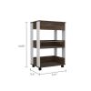 Verona Kitchen Cart; Three Shelves; Four Casters -White / Dark Walnut