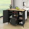 Rolling Kitchen Island Cart with Drop-Leaf Countertop ad Towel Bar