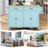 Kitchen Island Cart with 4 Door Cabinet and Two Drawers and 2 Locking Wheels - Solid Wood Top, Adjustable Shelves, Spice & Towel Rack(Mint Green)