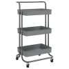 3-Tier Kitchen Trolley Gray 16.5"x13.8"x33.5" Iron and ABS