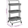 3-Tier Kitchen Trolley Gray 16.5"x13.8"x33.5" Iron and ABS