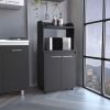 Kitchen Cart Totti, Double Door Cabinet, One Open Shelf, Two Interior Shelves, Black Wengue Finish