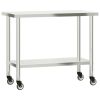 Kitchen Work Table with Overshelf 43.3"x21.7"x59.1" Stainless Steel