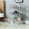 3-Tier Rolling Cart Metal Utility Cart with Wheels Storage Cart for Office Kitchen