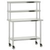 Kitchen Work Table with Overshelf 43.3"x21.7"x59.1" Stainless Steel