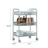 3-Tier Rolling Cart Metal Utility Cart with Wheels Storage Cart for Office Kitchen